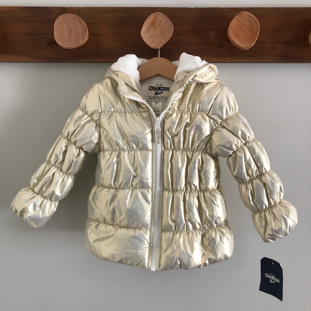 OshKosh B’Gosh gold puffer coat, size 2T